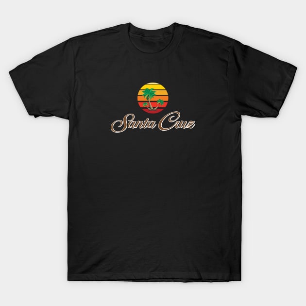 Surf City Santa Cruz Logo Pack Sticker with Palm Classic Lines Dark T-Shirt by PauHanaDesign